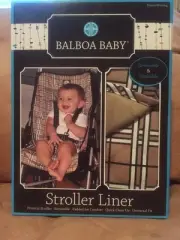 BALBOA BABY Stroller Liner Tan Plaid Universal Fit Reversible New In Box
