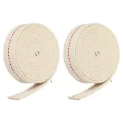 Cotton Oil Lamp Wick 7/8 Inch Flat Wide 2 Meter/6.5Ft Long Red Stitch, 2 Roll