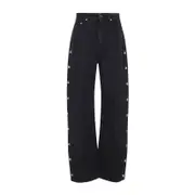[Sportmax] Sportmax-Black Galante Snap Cotton Jeans-Donna 25 WAIST