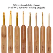 8Pcs Crochet Hooks Ergonomic Bamboo Handle Knitting Needles DIY Repair Tools YEK