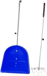 Perfk Iron Fork with Dustpan Combo Set Dung Picker,Ergonomic,Portable,Efficient Cleaning Manual Tool for Horse Farm Horse Supplies