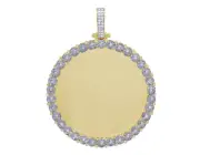 10K Yellow Gold Real Diamond Fanook Memory Photo Pendant 2/3 CT 2.6"