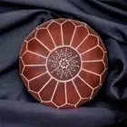 Vintage Wonderful Pouf Boho Leather Footstool Ottoman Handmade Brown Round