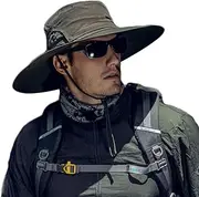 [Folouse] Sun Hat, Breathable Boonie Adjustable Sun Hat with UV Protection Wide Brim for Outdoor Fishing, Hiking, Safari