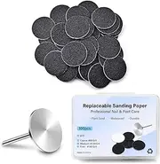 100pcs Foot File Sandpaper Disc with 1 Metal Shaft Replaceable Sanding Pads for Electric Foot Rasp Files Callus Cuticle Hard Dead Skin Removal Pedicure Tools,HJ-NF037 (120 Grit)