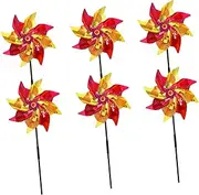 ibasenice 6Pcs Wind Spinner Decor Reflective Pinwheels for Garden Outdoor Use Eye Catching Rotating Lawn Windmill for Patios Backyards Parks