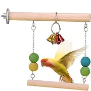 Rrlihjgu Bird Swings for Parrots - Funny Bell-Attached Parrot Perch Natural,Bird Play Gym, Training Stand Holder Exercise Stand for Conure, Parakeet
