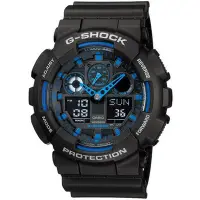 在飛比找Yahoo!奇摩拍賣優惠-G-SHOCK街頭潮流閒錶-藍x黑/55mm-GA-100-