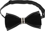 [BESPORTBLE] British Bow Tie Ties for Men Rhinestone Bow Men Bowties Rhinestone Bowties Suit Accessories Black Party Accessory Black Pu