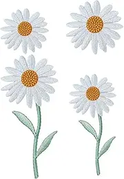 MINAOLULUS 4Pcs Flower Design Embroidery Patches Cute Cloth Appliques for DIY Clothing Durable and Skin Friendly Garment Accessories for and Skirts Daisy Sunflower Designs
