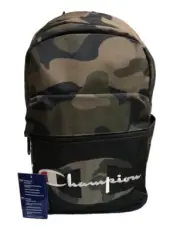 Champion Backpack/Zipper Canvas Green-Camo/School Book Bag/OS Laptop Sleeve/ NEW