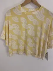 RVCA Women's Yellow Premium Ultra Soft Modal Hooky Tee Short Sleeve Shirt Large