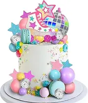 Roller Skate Cake Topper Disco Ball Cake Toppers Pastel Ball Cake Decorations for Girls 80s 90s Skating Hip Hop Theme Rolling Party Decorations (Style 01)