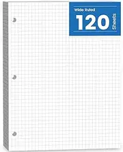 Graph Paper Loose Leaf, 120 Sheets, Binder Paper 8 x 10.5 in, 4x4 Quad Ruled Notebook Filler Papers Bulk 8 x 10-1/2 for Binder, 3-Hole Punched Graphing Pads for Engineering Sketching Notes