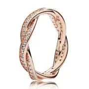 Pandora Rose Gold With CZ Twisted Lines Ring 180892CZ-54 - Ring Size 7