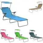 Sun Lounger with Canopy Day Bed Outdoor Lounge Sofa Furniture Steel vidaXL