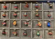 Sterling Silver Easter Eggs Enameled Charms w Detailed filigree made in Russia