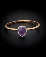 14K Italian Gold 5.50 ct. tw. Diamond & Purple Amethyst Bangle Bracelet
