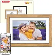 Digital Picture Frame Wood WiFi with 32 GB Memory, 10.1 Inch Electronic Picture Frame 1280 x 800 IPS Touch Screen, Share Photos/Videos Instantly via Frameo App, Gifts for Women Men, Oak Wood
