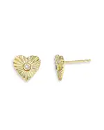 Zoe Lev 14K Yellow Gold Diamond Pleated Heart Stud Earrings