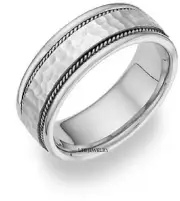 950 PLATINUM MENS BRAIDED WEDDING BANDS RINGS HAMMERED FINISH 8MM