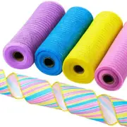 5 Rolls Christmas Mesh Ribbons 10 Yards Each DIY Craft Basket Gift Decorations