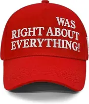[BSJSIA] Trump was Right About Everything Hat 45-47 MAGA Hats with USA Flag Adjustable Baseball Cap, Red, One Size