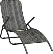 Folding Sun Lounger Recliner for Camping, Patio, or Beach – Outdoor Lounge Chair for Adults, Grey Reclining Gravity Chair