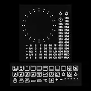 HALLMERS 36x Symbols + 45mm 52mm Dotted Dial Separate Custom Timer Fahrenheit Oven Temperature Control Panel Labels (White Print Clear Adhesive) Replacement Sticker Temp Knob Electric Gas Grill