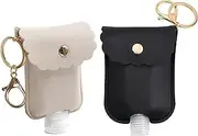 [wulikanhua] 2 Pcs Hand Sanitizer Keychain Portable Leather Sanitizer Holder Small Hand Sanitizer Empty Bottles