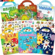 Aananl 6 Pack Reusable Children'S Fluffy Sticker Book, Suitable for Toys Aged 2-