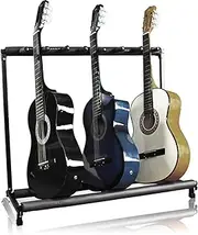 Best Choice Products 7-Guitar Folding Portable Storage Organization Stand Rack Display Decor for Acoustic, Bass, Electric Guitars w/Padded-Foam Rails - Black