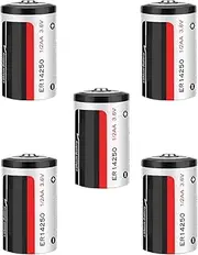 HOUYIBO 5PCS ER14250 3.6V Battery 1200mAh 1/2AA Long Service Life Non-Rechargeable Disposable Lithium Battery Backup Power for Machine Tools