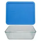 Pyrex 7212 11-Cup Glass Storage Dish w/ 7212-PC Marine Blue Plastic Lid