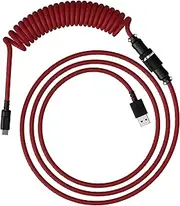 HyperX Coiled Cable - Durable Coiled Cable, Stylish Design, 5-Pin Aviator Connector, USB-C to USB-A - Red/Black