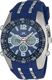 [Accutime] U.S. Polo Assn. Sport Men's US9284 Blue and Silver-Tone Analog/Digital Chronograph Watch, Blue and Silver, Chronograph,Digital