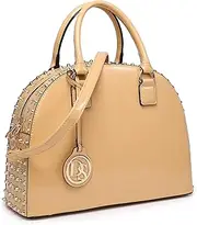 [Dasein] Patent Leather Handbag Domed Satchel Bag Rhinstone Structured Shoulder Bag