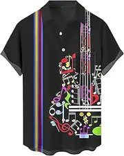 [Generic] Mens Pattern 3D Digital Printed Lapel Short Sleeve Shirts - Daily Casual Front Button Down Regular Fit T Shirt - Fashion 3D Novelty Printing Leisure Short Sleeved Shirt for Men Travel Beach Tops