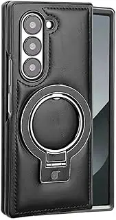 Magnetic Ring Stand for Samsung Galaxy Z Fold 6 5 4 3 Fold6 Fold5 Fold4 Fold3 Phone Case Shockproof Kickstand Protective Cover,Black,for Galaxy Z Fold 3