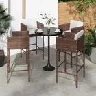 Bar Stools 4 pcs with Cushions Brown Poly Rattan Outdoor Furniture Set 16659
