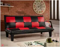 在飛比找樂天市場購物網優惠-《五子棋》 WFH 在家工作 皮沙發床 黑色 紅色 三人位沙