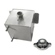 Universal Aluminum Expansion Overflow Coolant Reservoir Tank Silver With Cap