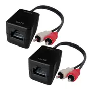 PRO2 RCA Male Plug Stereo Audio Over Single RJ45 Cable CAT5 Extender up to 75m