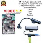 VIBOX MI-13C 音頻轉換器 2IN1 USB TYPE C 到 AUX 3.5MM 和充電器端口 TYPE C