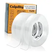 Double Sided Tape for Walls Removable Poster 2Rolls(1.18inx6.5ft+0.39inx6.5ft)