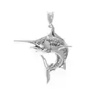 Marlin Fish 925 Sterling Silver Pendant Fine Beach Ocean Sea Life Jewelry