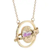 Nevenka Time Hourglass Necklace Alloy Rotating Time Turner Pendant-Pink