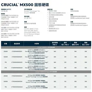 Micron 美光 MX500 1TB SSD SATA Ⅲ 固態硬碟 500G 1TB 2TB【現貨】【GAME休閒館】