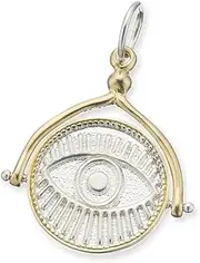 [Palas Jewellery] Women's Evil Eye Love Luck Spinner Charm, Silver/Brass, 20 x 20 mm