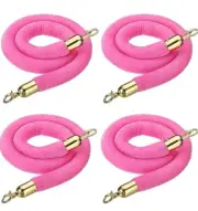 4 Long Pink Velvet Strut Rope Crowd Control Rope with Polished Hooks VIP Rope